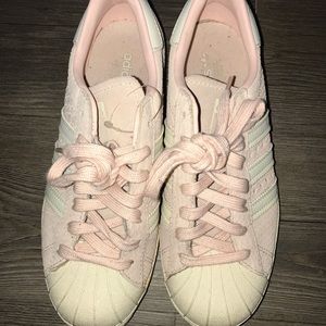 Baby Pink & White Shell Top Adidas Sneakers